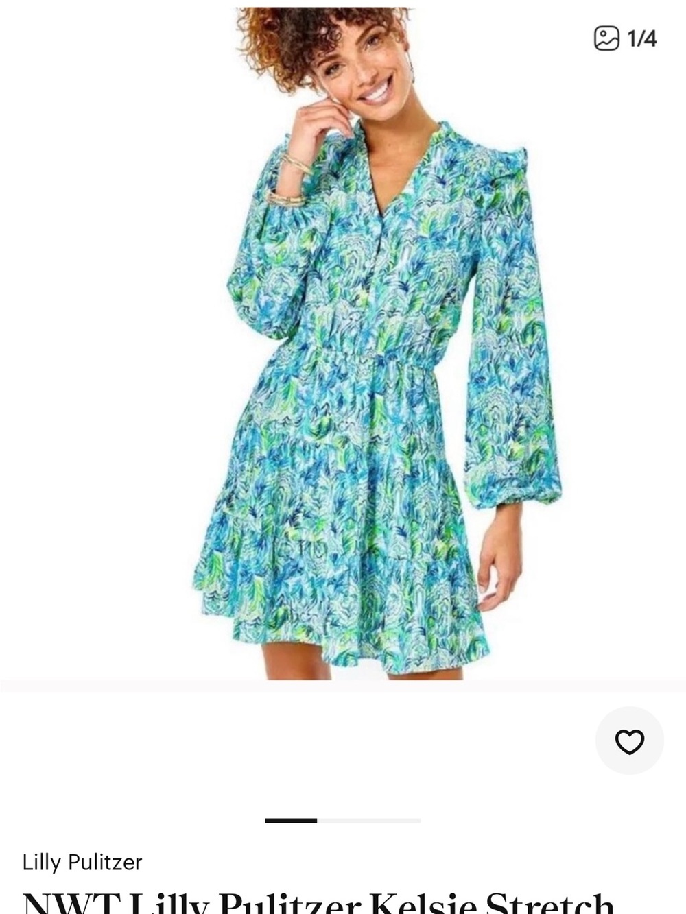 Lilly Pulitzer Blue and Green V-Neck Mini Dress